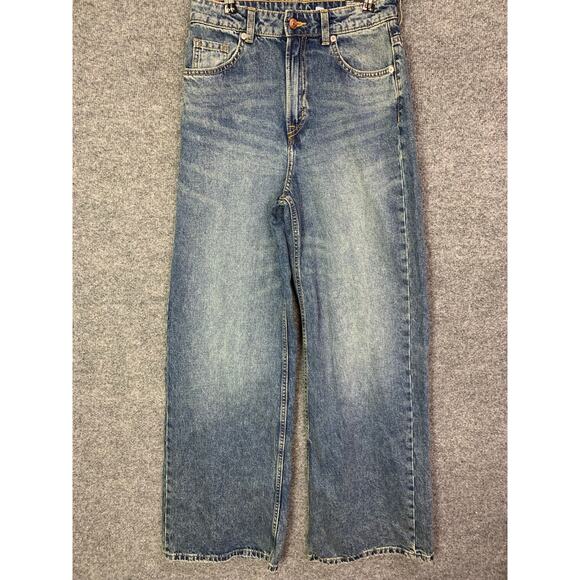 NEW H&M Curvy Wide-Leg High-Waist Jeans Sz 2 Blue‎ Stretch Denim - Picture 1 of 12